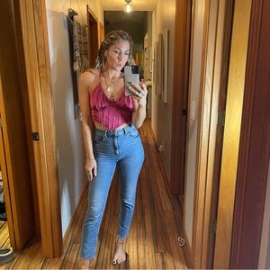 ❤️4 for $25 LULU’S silk cropped corset top